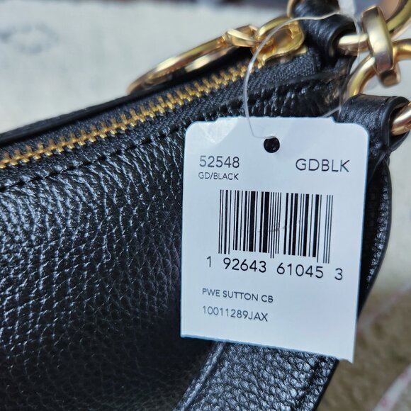 NWT Coach Black Leather Sutton Shoulder Crossbody Bag with Dust Bag - Picture 16 of 16